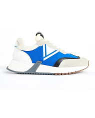 SNEAKERS GAUDI' ICONICA UOMO  RUNNING IN PELLE SUEDE  V31-63330  OFFWHITE/BLU