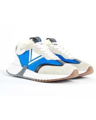 SNEAKERS GAUDI' ICONICA UOMO  RUNNING IN PELLE SUEDE  V31-63330  OFFWHITE/BLU