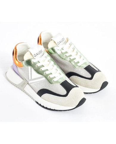 SNEAKERS GAUDì DONNA RUNNING SUEDE NYLON  V33-63320 WHITE/SILVER