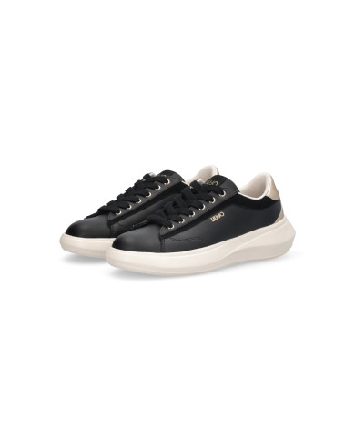 SNEAKERS LIU JO DONNA CASPER 01 - SNEAKER CALF LEATHER/COW SUE BLACK/LIGHT GOLD BA6069P0304S1189