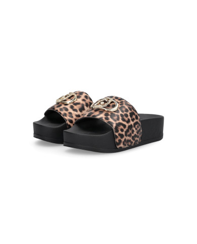 CIABATTE LIU JO DONNA MYKONOS 01 - SLIPPER PRINTED SPREADING LEOPARD BA6077EX022S19C1