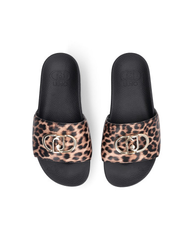 CIABATTE LIU JO DONNA MYKONOS 01 - SLIPPER PRINTED SPREADING LEOPARD BA6077EX022S19C1