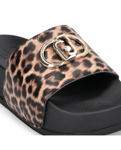 CIABATTE LIU JO DONNA MYKONOS 01 - SLIPPER PRINTED SPREADING LEOPARD BA6077EX022S19C1