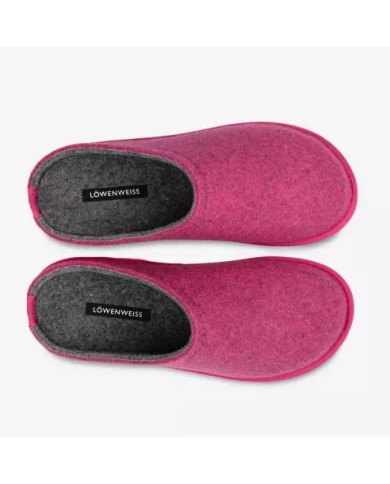 CIABATTA LOWENWEISS DONNA FUXIA-GRIGIO FELTRO DI LANA EASY BICOLOR 6800BC 988 903