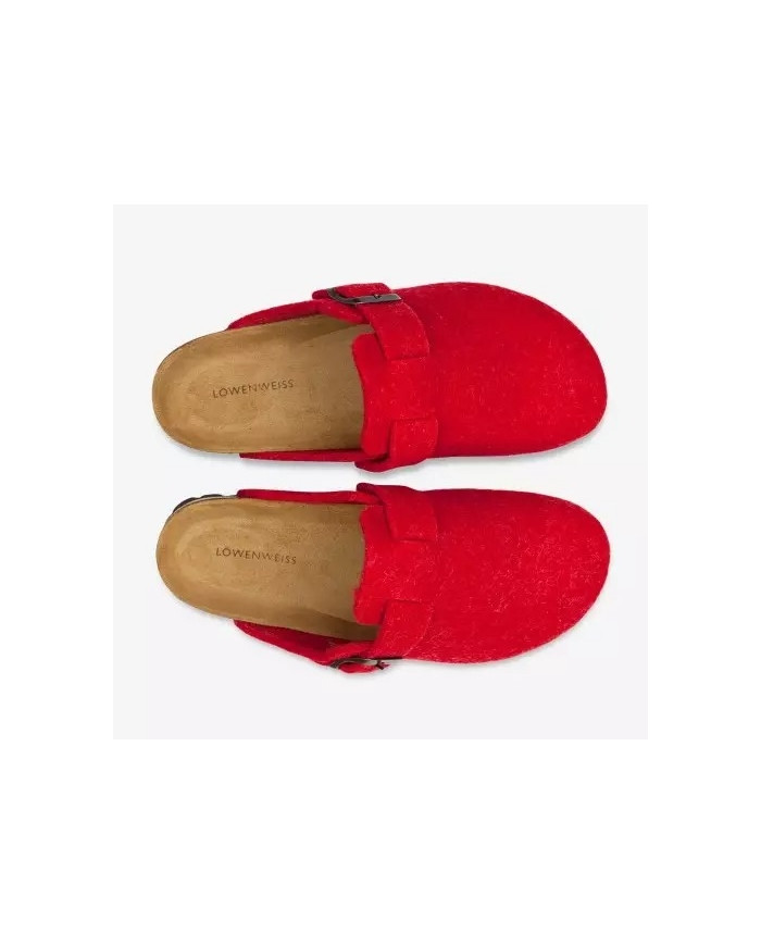 SABOT LOWENWEISS DONNA IN FELTRO CON CINTURINO ROSSO BELT B939F 5