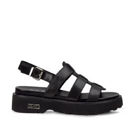 SANDALO CON ZEPPA CULT DONNA ZIGGY 3137 SANDAL W LEATHER BLACK CLE104334
