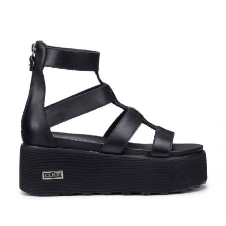 SANDALO CON ZEPPA CULT DONNA NANCY 3459 W LEATHER BLACK CLW345900 