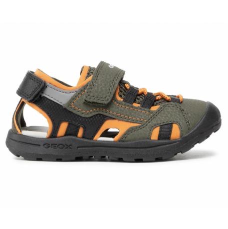 SANDALI GEOX BAMBINO J VANIETT B.C. LYCRA+PR.DBK MILITARY/ORANGE J155XC 015CE C0623 TG:28,30,31,33