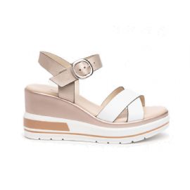 SANDALO CON ZEPPA NEROGIARDINI DONNA BIANCO E218737D/707