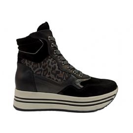 SNEAKER ALTA NEROGIARDINI DONNA VELOUR NERO ROCK SAND I205281D/100