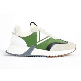 SNEAKERS GAUDI' ICONICA UOMO RUNNING IN PELLE SUEDE  V31-63330  OFFWHITE/GREEN