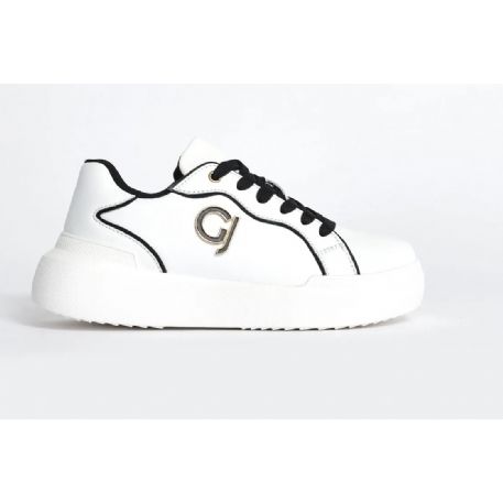 SNEAKERS GAUDì DONNA IN PELLE CON LOGO V33-62940/WHITE/BLACK