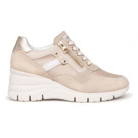 SNEAKERS NEROGIARDINI DONNA VELOUR IVORY T.DRAGON AVORIO 612 SAUVAGE ZIP+LACCI E306462D/702