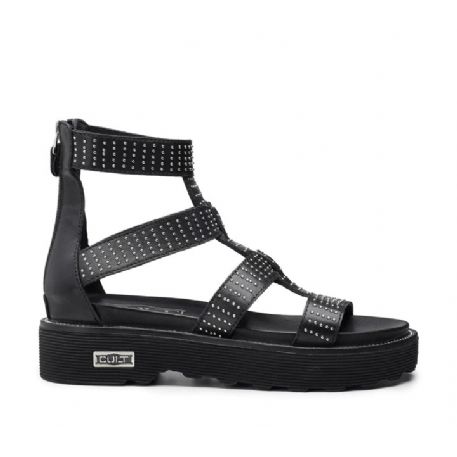SANDALO DONNA CULT ZIGGY 3869 SANDAL W LEATHER BLACK SILVER CLW386900