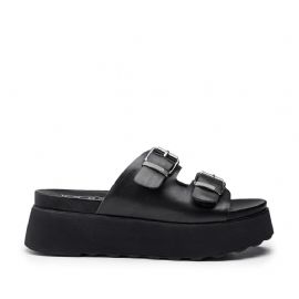 CIABATTA CULT DONNA CON ZEPPA JANIS 3146 SANDAL W LEATHER BLACK CLW314604
