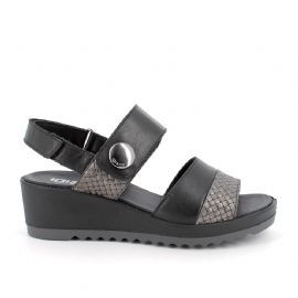 SANDALO CON ZEPPA IGI&CO DONNA NAPPA SOFT NERO 3666100