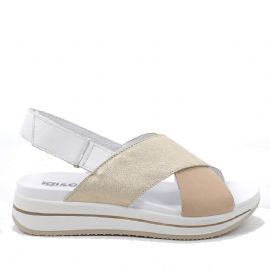 SANDALO CON ZEPPA IGI&CO DONNA NAB.CODEX/CAPRA BEIGE PLATINO BIANCO 3677200