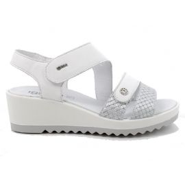 SANDALO CON ZEPPA IN PELLE DA DONNA BIANCO-ARGENTO 3666111