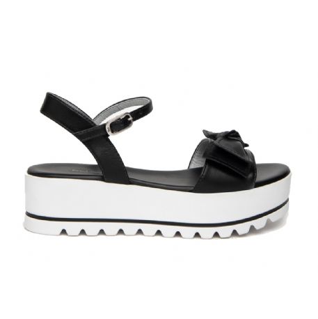 SANDALI CON ZEPPA NEROGIARDINI DONNA TAMIGI NERO PU.OSSANA P15941 BIA E307832D/100