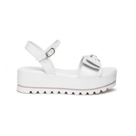 SANDALI CON ZEPPA NEROGIARDINI DONNA LOIRA BIANCO PU.OSSANA E307832D/707