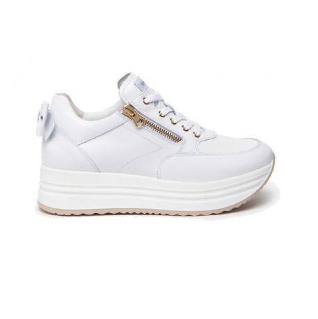 SNEAKERS CON ZEPPA NEROGIARDINI DONNA SKIPPER BIANCO PU.EVORA B16495 BIANCO E306371D/707