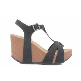 SANDALO CON ZEPPA BIONATURA DONNA N IMB. NABUK NERO 29A733N-I-NABNER