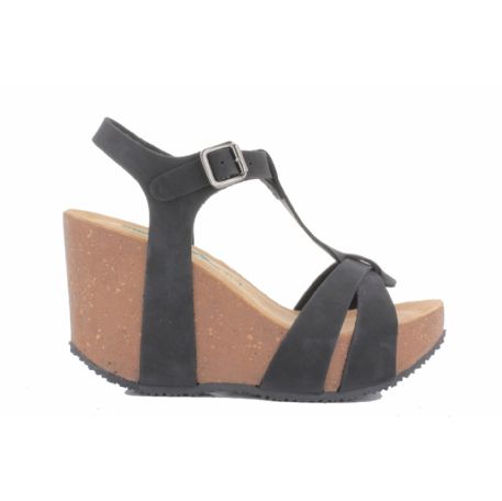 SANDALO CON ZEPPA BIONATURA DONNA N IMB. NABUK NERO 29A733N-I-NABNER