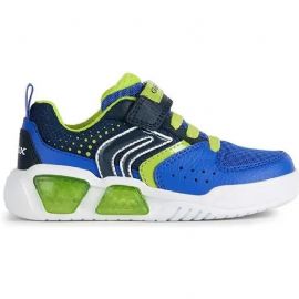 SNEAKERS GEOX J ILLUMINUS ROYAL/LIME J35GVA 011FE C4344 TG:27