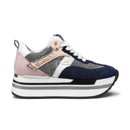 SNEAKERS GUARDIANI DONNA NEW RUNNER 0100 LOW SUE/GLITTER/LEATH AGW010003