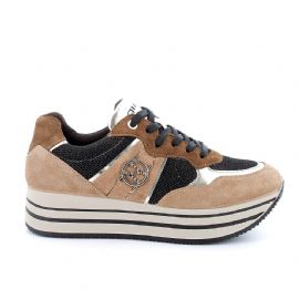 SNEAKERS CON ZEPPA IGI&CO DONNA IN PELLE CARAMEL-NERO GLITTER 4674422