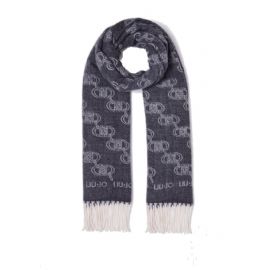 SCIARPA LIU JO DONNA STOLA CON LOGO JACQUARD NERO 2F3079 T0300 22222