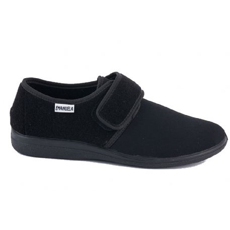 PANTOFOLE EMANUELA UOMO CONFORT CON VELCRO INVERNALE NERO 985