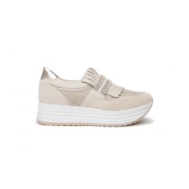 SNEAKERS NEROGIARDINI DONNA PELLE TELA  YOGURT E409815D/714