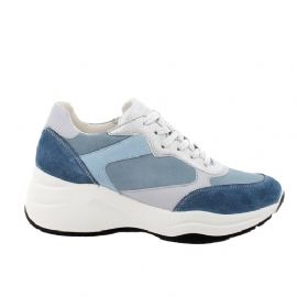 SNEAKERS IGI&CO DONNA SCAMOSCIATO/SINTETICO LAMINATA JEANS AZZURRO CON ZEPPA 5664800