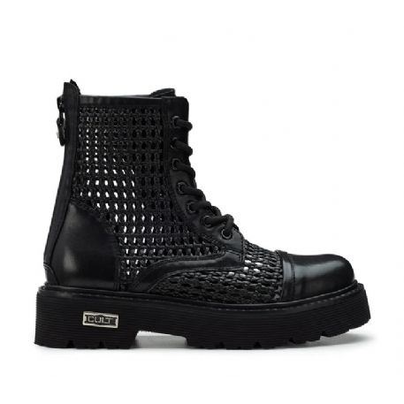 STIVALETTO CULT DONNA SLASH 4218 MID W LEATHER BLACK WEAVING CLW421800
