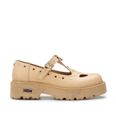 MOCASSINO CULT DONNA SLASH 4217 LOW W LEATHER CARAMEL W/ PIECING/ L. GOLD STUDS CLW421700
