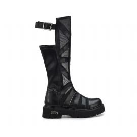 STIVALE CULT DONNA  SLASH 4220 HIGHT BOOT W LEATHER/NET BLACK CLW422000