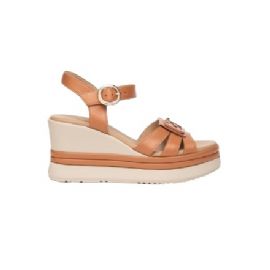 SANDALO CON ZEPPA NEROGIARDINI DONNA COGNAC PELLE TACCO 8,5CM E410570D/329