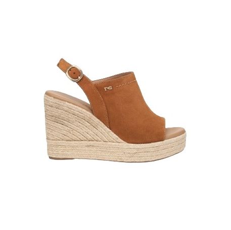 SANDALO CON ZEPPA NEROGIARDINI DONNA SUEDE TABACCO ZEPPA 10CM E410600D/326
