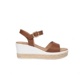 SANDALO CON ZEPPA NEROGIARDINI DONNA PELLE COGNAC TACCO 7CM E410650D/329