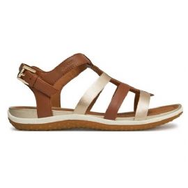 SANDALI GEOX DONNA D S.VEGA A - NAPPA+SINT.PERL.  COGNAC/LT GOLD D72R6A 085NF C6N2L