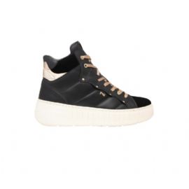 SNEAKERS ALTA NEROGIARDINI DONNA IN CAMOCIO E PELLE E SINTETICO NERO I411633D/100