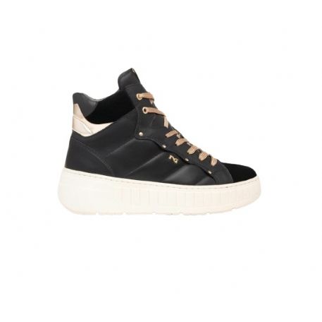 SNEAKERS ALTA NEROGIARDINI DONNA IN CAMOCIO E PELLE E SINTETICO NERO I411633D/100