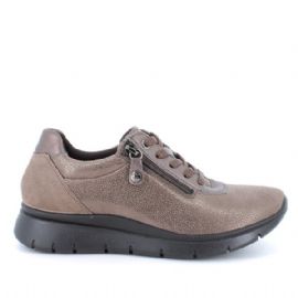 SNEAKERS ENVAL SOFT DONNA TAUPE LAMINATO LACCI+ZIP 6775022