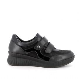 SNEAKERS ENVAL SOFT DONNA NERO LAMINATO BIVELCRO 6778400