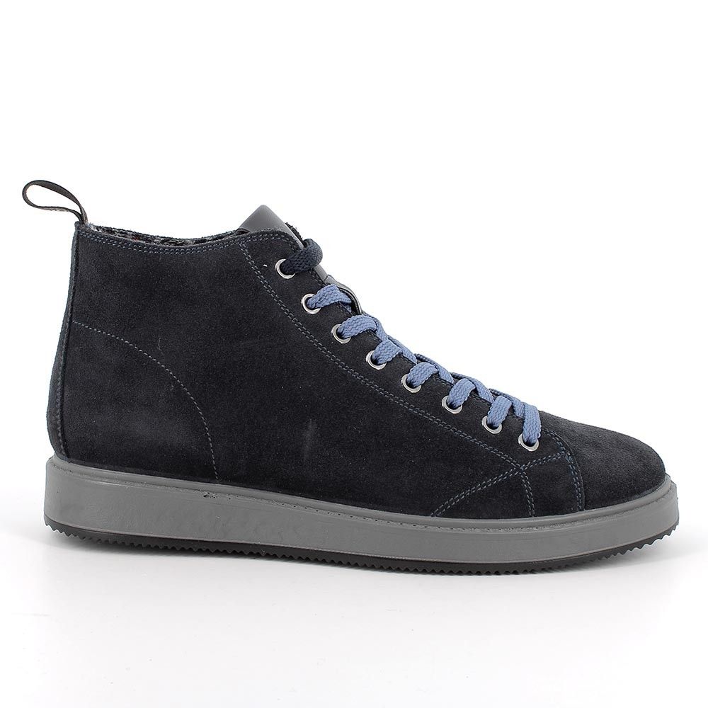 POLACCHINE IGI CO UOMO IN PELLE BLU SCAMOSIATO SCURO LACCI 6632022