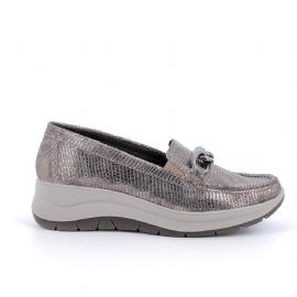 MOCASSINI CON ZEPPA IGI&CO DONNA IN PELLE TAUPE LAMINATO 6653066
