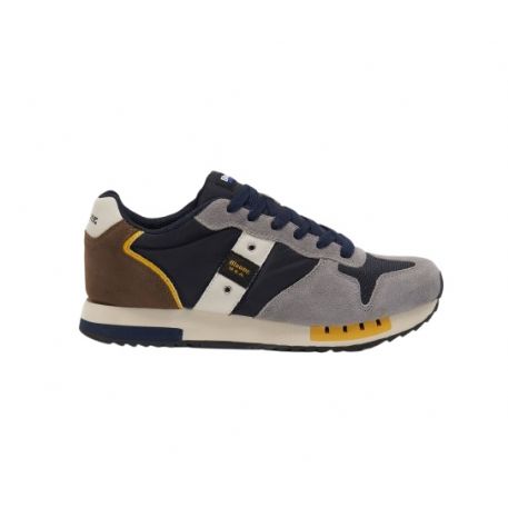 SNEAKERS BLAUER UOMO QUEENS01 MAN MESH/SUEDE RUNNING F4QUEENS01/MES/GRY/NVY