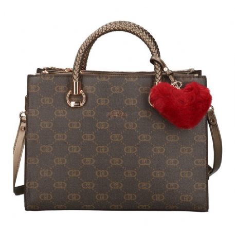 BORSA LIU JO  ECS M SATCHEL DOUBLE ZIP MOCHA 34X26X14CM AF4008 E0668 71409