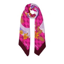 FOULARD LIU JO DONNA FLOWERY CON LOGO FUCSIA 2F4097 T0300 92434